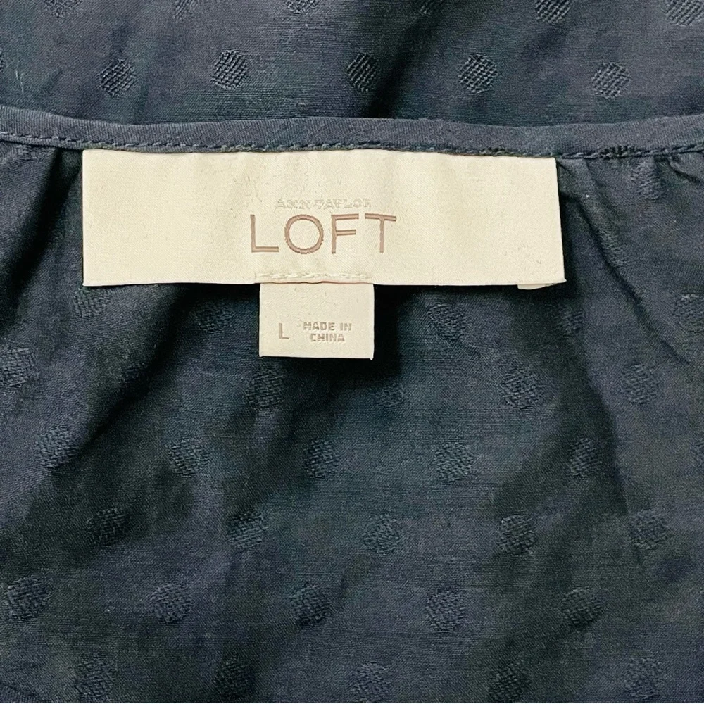 Ann Taylor LOFT - Round Yoke Puff Sleeve Top - Navy Blue